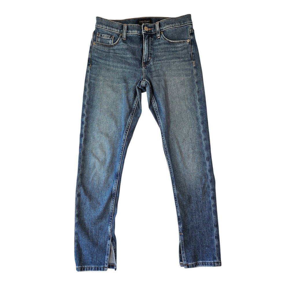 Banana Republic Mid Rise Skinny Jeans Medium Wash Blue size 26 Short Ankle Slit